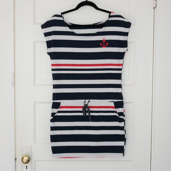 Beach By Exist Dresses & Skirts - Beach By Exist Blue, White and Red Nautical Dress